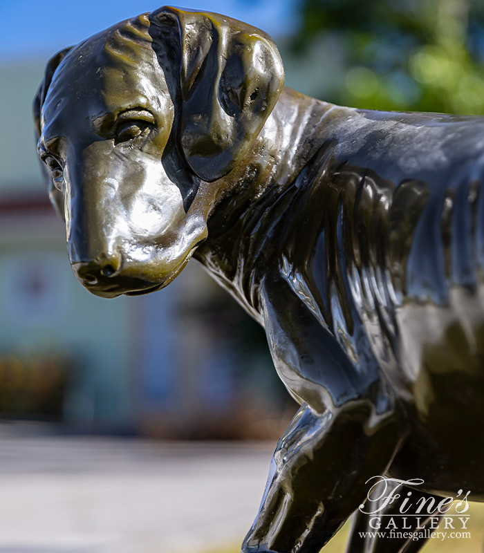 Bronze Statues  - Vintage Bronze Hunting Dog With Bird Statue - BS-782